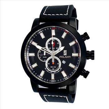 Lechateau Watches Men's Chronograph Mov't. Date Dial, RG0001-IPBK-BKS RETAIL AT (MSRP: $ 794.00)