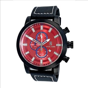 Lechateau Watches Men's Chronograph Mov't. Date Dial, RG0001-IPBK_RD, RETAIL AT (MSRP: $ 794.00)