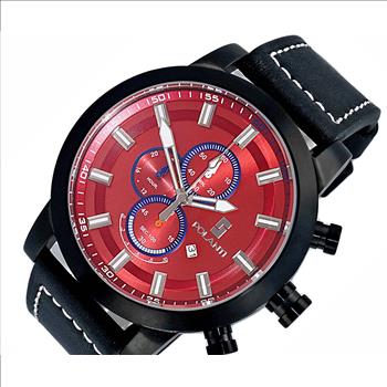 Lechateau Watches Men's Chronograph Mov't. Date Dial, RG0001-IPBK_RD, RETAIL AT (MSRP: $ 794.00)