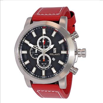 Lechateau Watches Men's Chronograph Mov't. Date Dial, RG0001M-RD_BK-SS  RETAIL AT (MSRP: $ 794.00)