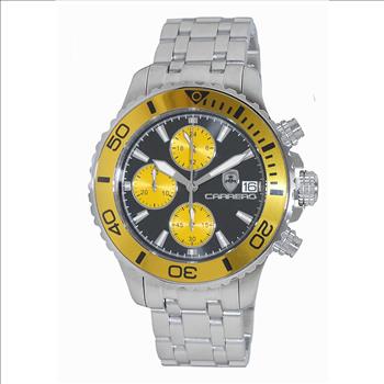 Lechateau Watches, Men's VR33-Chronograph Mov't., Black/Yellow - Date Dial and BEZEL,  C1S3735YL -  RETAIL AT (MSRP: $1,595.00)