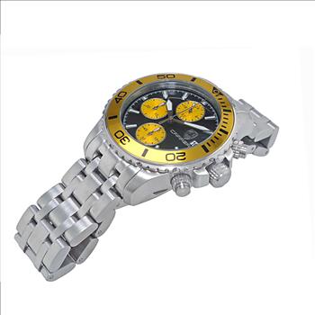 Lechateau Watches, Men's VR33-Chronograph Mov't., Black/Yellow - Date Dial and BEZEL,  C1S3735YL -  RETAIL AT (MSRP: $1,595.00)