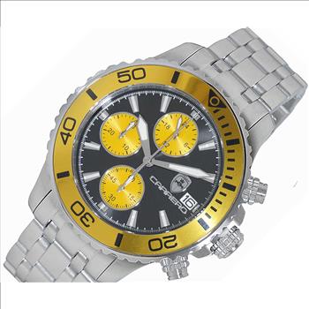 Lechateau Watches, Men's VR33-Chronograph Mov't., Black/Yellow - Date Dial and BEZEL,  C1S3735YL -  RETAIL AT (MSRP: $1,595.00)