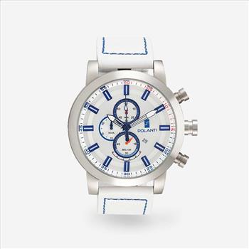 Lechateau Watches - POLANTI Men's Chronograph Mov't. White Date Dial, RG0001W-SS  RETAIL AT (MSRP: $ 794.00)
