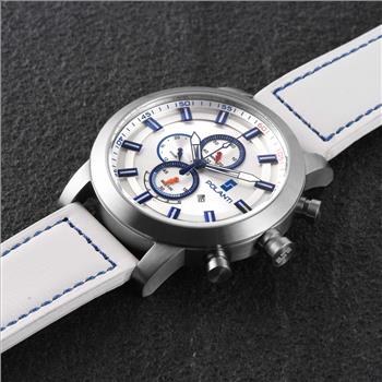 Lechateau Watches - POLANTI Men's Chronograph Mov't. White Date Dial, RG0001W-SS  RETAIL AT (MSRP: $ 794.00)