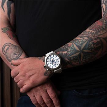 Lechateau Watches - POLANTI Men's Chronograph Mov't. White Date Dial, RG0001W-SS  RETAIL AT (MSRP: $ 794.00)