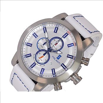Lechateau Watches - POLANTI Men's Chronograph Mov't. White Date Dial, RG0001W-SS  RETAIL AT (MSRP: $ 794.00)