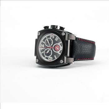 Lechateau Watches  Polanti Swiss Chronograph Movement, Carbon Fiber Dial -Black, PLT2004LB-IPB/RD  Retail at (MSRP: $1,995.00)