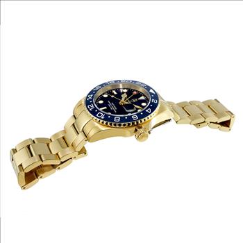 Lechateau Watches Swiss Made Movement, Sunray - Date Dial, Ceramic Bezel, Goldtne , C1G10BU-BUBU - Retail at $1,704.00