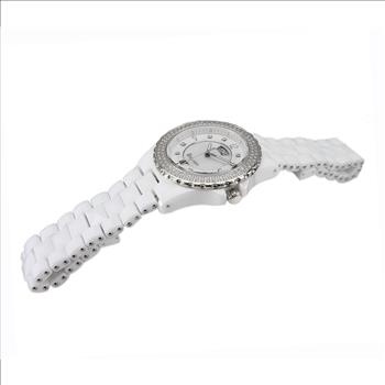 Lechateau Watches, SWISS MOV'T, High Tect Ceramic case and band, MOP Dial, P7895W Retail At (MSRP: $795.00)ETAIL AT $295.00