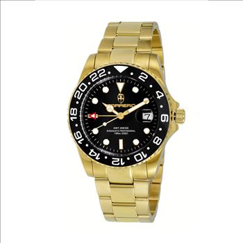 Lechateau Watches SWISS QUARTZ  Black Date- Dial, Goldtone , C1G10BK-BKBK Retail at (MSRP: $1,908.00)