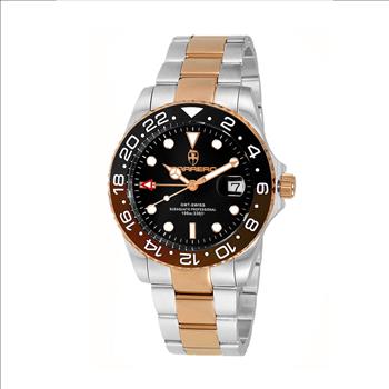 Lechateau Watches SWISS QUARTZ  Black Date- Dial, with  Ceramic Bezel,  C1TTR10BK-BKBN Retail at (MSRP: $1,908.00)
