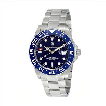 Lechateau Watches - TC  , SWISS QUARTZ Blue Date- Dial, with Magnifying glass, C1S10BU-BUBU Retail at (MSRP: $1,809.00)