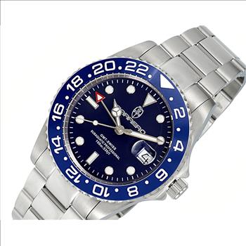 Lechateau Watches - TC  , SWISS QUARTZ Blue Date- Dial, with Magnifying glass, C1S10BU-BUBU Retail at (MSRP: $1,809.00)