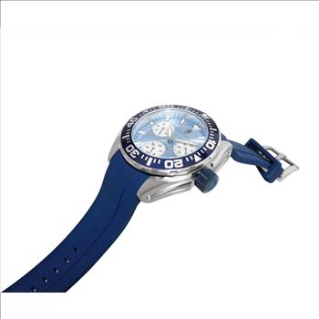 LeChateauMen's Swiss Multi-Functiom Ronda X30 Mov't, Light Blue Dial - Black Bezel, Silicon Band, (MSRP: $2,340.00)