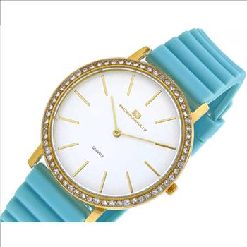 Oceanaut Women's, White Dial with Austrian Setting Stone, Stainless steel case and Silicon Band -Light Blue, (MSRP: $195.00)