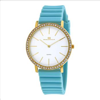 Oceanaut Women's, White Dial with Austrian Setting Stone, Stainless steel case and Silicon Band -Light Blue, (MSRP: $195.00)
