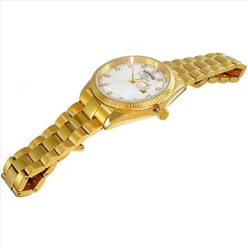ONISS AUSTRIAN CRYSTAL ACCENT, DAY-DATE WITH WHITE MOPW DIAL , ON3881-MGWT , RETAIL AT (MSRP: $325.00)