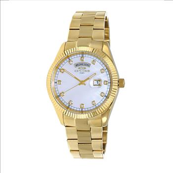 ONISS AUSTRIAN CRYSTAL ACCENT, DAY-DATE WITH WHITE MOPW DIAL , ON3881-MGWT , RETAIL AT (MSRP: $325.00)