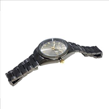 ONISS AUSTRIAN SETTING STONE, DAY-DATE, BLACK-IP TONE, BLACK DIAL , ON3881-IPBB , RETAIL AT (RETAIL AT MSRP:$345.00)