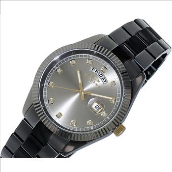 ONISS AUSTRIAN SETTING STONE, DAY-DATE, BLACK-IP TONE, BLACK DIAL , ON3881-IPBB , RETAIL AT (RETAIL AT MSRP:$345.00)