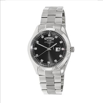ONISS  DAY-DATE WITH BLACK MOTHER OF PEARL DIAL , ON3881-MBK , RETAIL AT (MSRP: $325.00)
