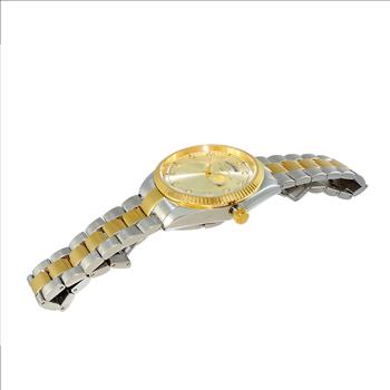 ONISS DAY-DATE WITH SUN RAY BLACK DIAL , ON3881-2TGD , RETAIL AT $345.00