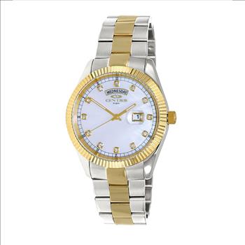 ONISS DAY-DATE WITH SUN RAY WHITE DIAL , ON3881-2TWT , RETAIL AT $345.00