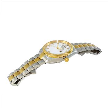 ONISS DAY-DATE WITH SUN RAY WHITE MOP DIAL , ON3881-2TWHT , RETAIL AT $325.00