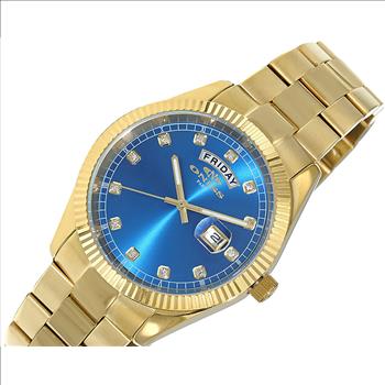 ONISS DAY-DATE WITH SUN RAY YELLOW DIAL , ON3881-MBBU , RETAIL AT (MSRP: $345.00)