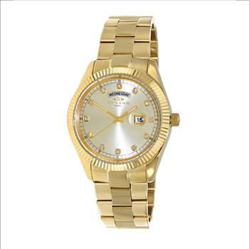 ONISS DAY-DATE WITH SUN RAY YELLOW DIAL , ON3881-MGG , RETAIL AT $325.00
