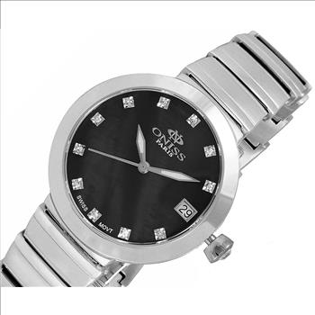 ONISS LADIES SWISS MOVEMENT, AUSTRIAN CRYSTAL ACCENT, BLACK  MOTHER OF PEARL DIAL, ON5559-14_BK - RETAIL AT (MSRP: $425.00)