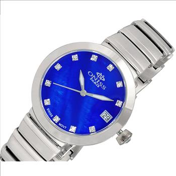 ONISS LADIES SWISS MOVEMENT, AUSTRIAN CRYSTAL ACCENT,BLUE  MOTHER OF PEARL DIAL, ON5559-12_LBU - RETAIL AT (MSRP: $425.00)