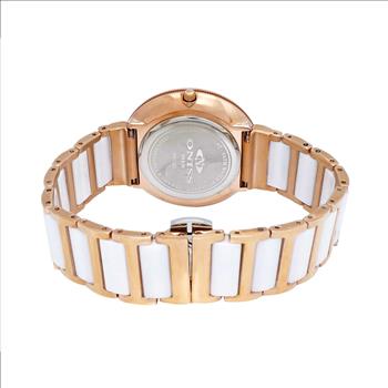 ONISS Ladies, White High-tech Ceramic and Stainless Steel Case and Band, Rose tone (MSRP:  $550.00)