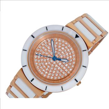 ONISS Ladies, White High-tech Ceramic and Stainless Steel Case and Band, Rose tone (MSRP:  $550.00)