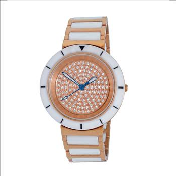 ONISS Ladies, White High-tech Ceramic and Stainless Steel Case and Band, Rose tone (MSRP:  $550.00)