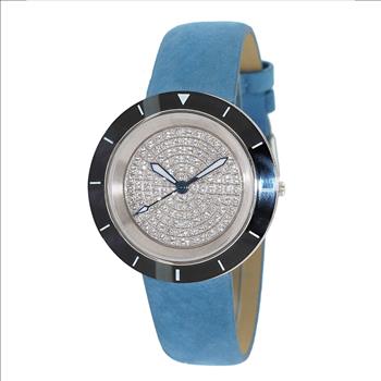 ONISS  Ladies, White High-tech Ceramic and Stainless Steel Case and Blue Genuine Leather Strap, ON7261-LBU (MSRP:  $550.00)