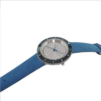 ONISS  Ladies, White High-tech Ceramic and Stainless Steel Case and Blue Genuine Leather Strap, ON7261-LBU (MSRP:  $550.00)