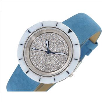 ONISS  Ladies, White High-tech Ceramic and Stainless Steel Case and Brown Genuine Leather Strap, ON7260-LBU (MSRP:  $550.00)