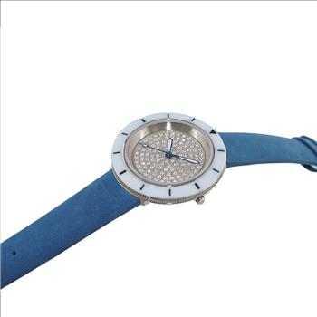 ONISS  Ladies, White High-tech Ceramic and Stainless Steel Case and Brown Genuine Leather Strap, ON7260-LBU (MSRP:  $550.00)