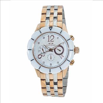 ONISS  Master Calendar, White High-tech Ceramic with 2-tone Rose Stainless Steel Band ,  ON7200-MB_TTR (MSRP: $ 550.00)