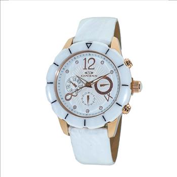 ONISS  Master Calendar, White High-tech Ceramic with White Genuine Leather Strap,  ON7200-LB_WT (MSRP: $ 550.00)