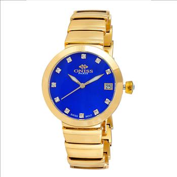 ONISS QUARTS DATE - MOVEMENT, AUSTRIAN CRYSTAL ACCENT, MOTHER OF PEARL DIAL, ON5559-21_LGBU - RETAIL AT (MSRP: $425.00)