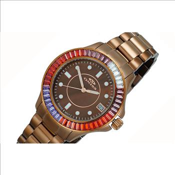 ONISS SWISS MOVEMENT, MULTI-COLOR AUSTRIAN CRYSTAL ACCENT, BROWN MOP DIAL,  ON7324-60_IPBN - RETAIL AT (MSRP:  $550.00)