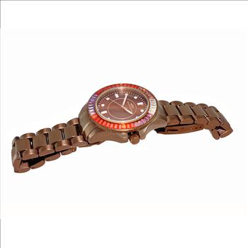 ONISS SWISS MOVEMENT, MULTI-COLOR AUSTRIAN CRYSTAL ACCENT, BROWN MOP DIAL,  ON7324-60_IPBN - RETAIL AT (MSRP:  $550.00)