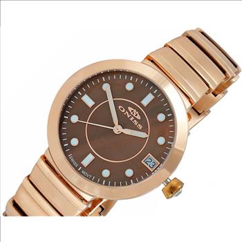 ONISS SWISS MOV'T., DATE-MOTHER OF PEARL DIAL, AUSTRIAN CRYSTAL, ON5559-12BNRG  - RETAIL AT (MSRP:$550.00)