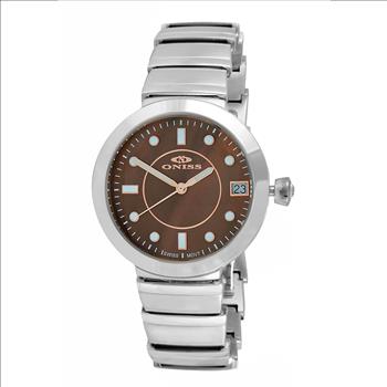 ONISS SWISS MOV'T. BROWN MOTHER OF PEARL DIAL, AUSTRIAN CRYSTAL, ON5559-12BNRG  - RETAIL AT (MSRP:$550.00)