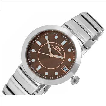 ONISS SWISS MOV'T. BROWN MOTHER OF PEARL DIAL, AUSTRIAN CRYSTAL, ON5559-12BNRG  - RETAIL AT (MSRP:$550.00)