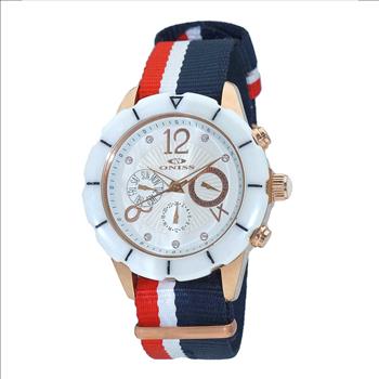 ONISS  White High-tech Ceramic  and Stainless Steel Case withPU- Multi-Colored Strap,  ON7200-LB - (MSRP: $ 550.00)