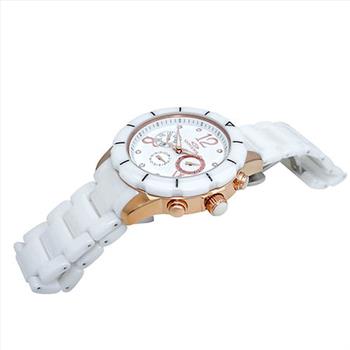 ONISS  White High-tech Ceramic band and Stainless Steel Case with White Ceramic Bezel Rose tone,  (MSRP: $ 550.00)